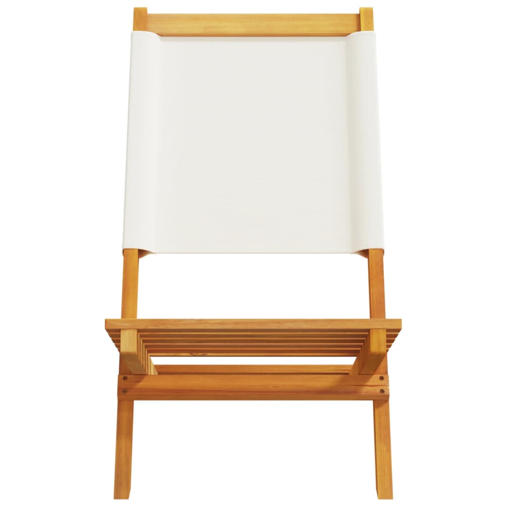 Folding Garden Chairs 8 pcs Cream White Fabric and Solid Wood